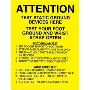 06741-POSTER, FOOT/WRIST GROUND TESTER, 17'' x 22'', PACK OF 5