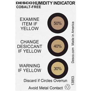 13853-HUMIDITY INDICATOR CARD, COBALT-FREE, 30-40-50%,  125/CAN