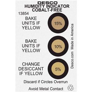 13854-HUMIDITY INDICATOR CARD, COBALT-FREE, 5-10-15%,  125/CAN