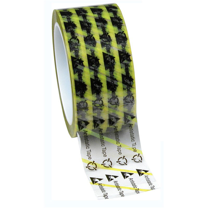 46916-WESCORP ESD TAPE, CLEAR YELLOW STRIPE, 2INx72YD, 3 IN CORE