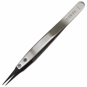 5-CB-SA-PRECISION TWEEZERS W/ REPLACEABLE CARBON FIBER  TIPS, CARBOFIB REPLACE TIPS VERY FINE 5 SM