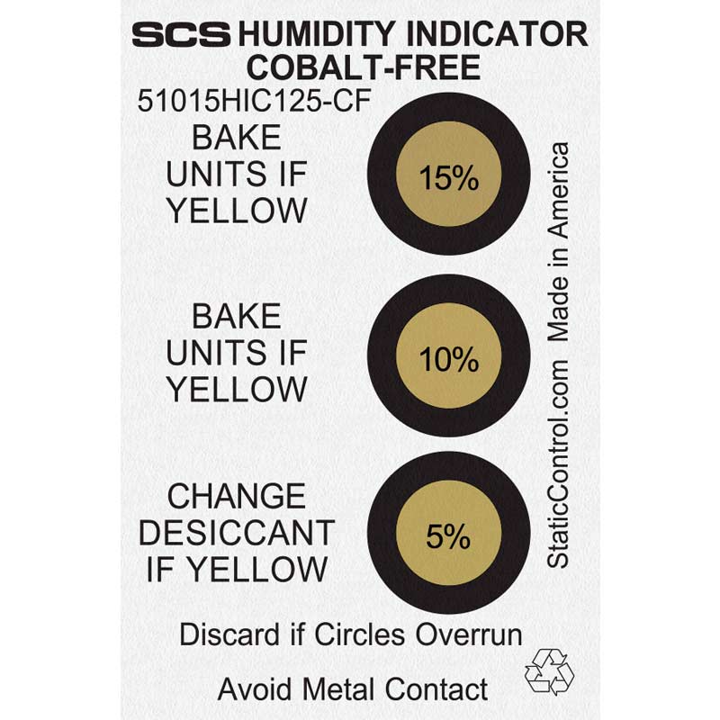 51015HIC125-CF-HUMIDITY INDICATOR CARD, COBALT-FREE, 5-10-15%,  125/CAN