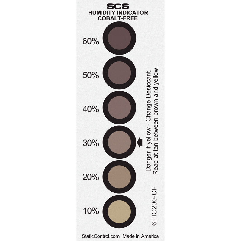6HIC200-CF-HUMIDITY INDICATOR CARD, COBALT-FREE, 6HIC 10-20-30-40-50-60%, 200/CAN