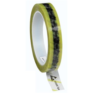 242275-TAPE, WESCORP,CLEAR,ESD YELLOW STRIPE,18MMx65.8M, 76.2MM CORE