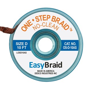 OS-D-10AS-DESOLDERING BRAID, ONE STEP, 0.100" X 10', ANTISTATIC, 25/PACK
