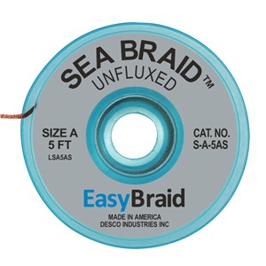 S-A-5AS-DESOLDERING BRAID, SEA BRAID, UNFLUXED .025" X 5', ANTISTATIC, 25/PACK