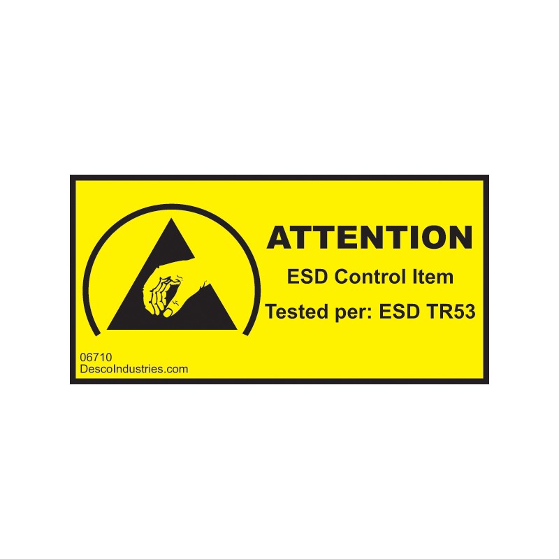 06710-LABEL, ESD CONTROL ITEM TESTED 1''x2'', PERMANENT, RL/1000