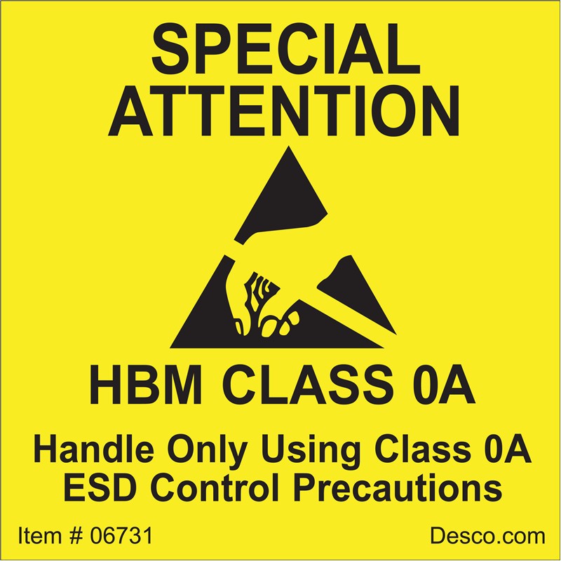 06731-ラベル、「SPECIAL ATTENTION」、HBM CLASS 0A、51mm x 51mm、５００枚巻