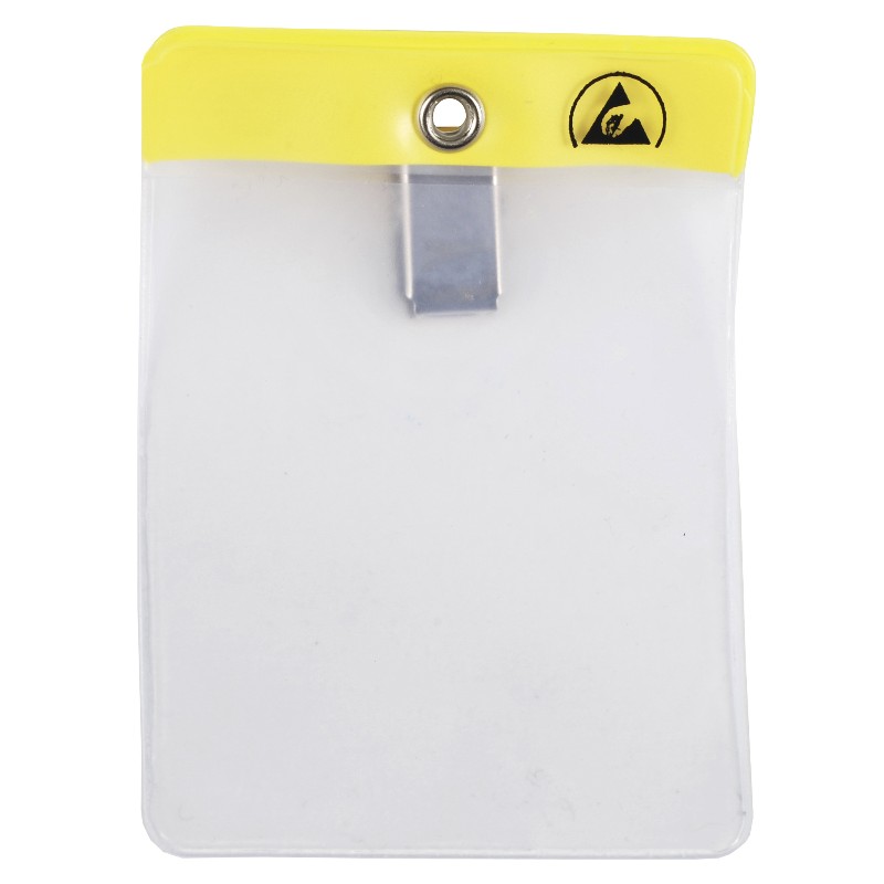 35010-ESD BADGE HOLDER, CLIP-ON, VERTICAL, 68 MM x 93 MM