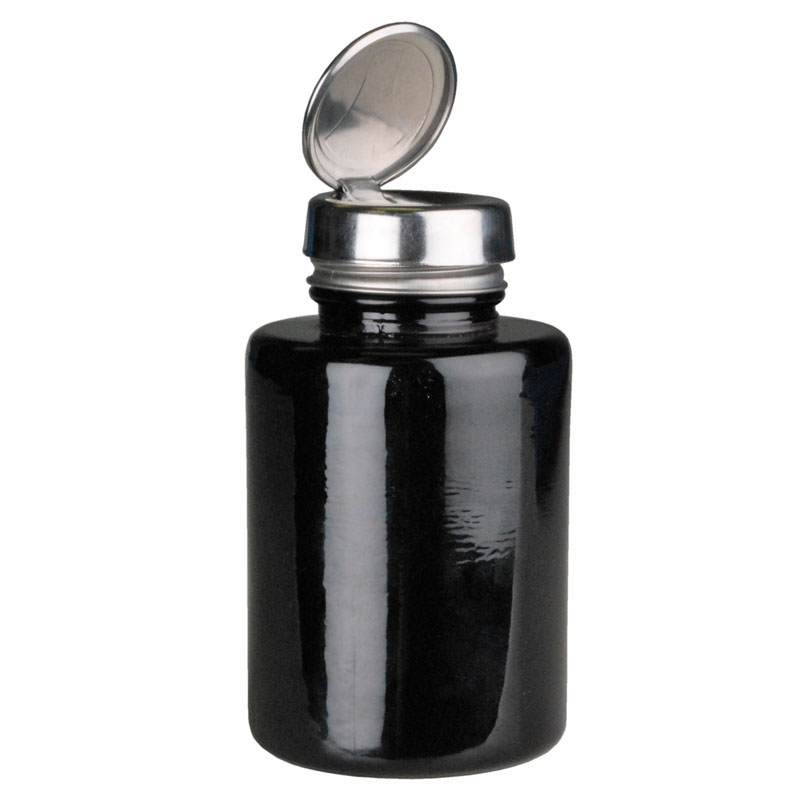 35385 - Round Black Glass Bottle with One-Touch Pump, 6 oz
