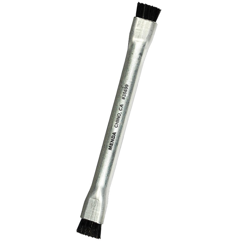 35699-ESD BRUSH, CONDUCTIVE, ROUND ALUMINUM HANDLE,  BLACK FIRM BRISTLES, DOUBLE-SIDED, 1/2 IN