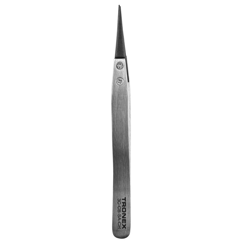 3C-CB-SA-CH-PRECISION SS TWEEZER, W/ REPLACEABLE CARBON  FIBER TIPS, SHORT STRAIGHT TIP, VERY FINE, STYLE 3C