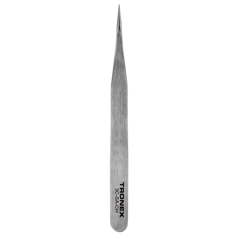 3C-SA-CH-PRECISION STAINLESS STEEL TWEEZER, SHORT,   STRAIGHT TIP, VERY FINE, STYLE 3C