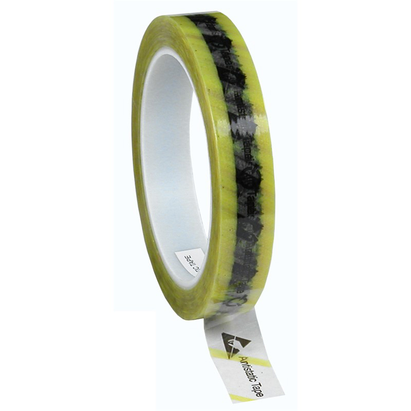 46914-WESCORP ESD TAPE, CLEAR YELLOW STRIPE, 3/4INx72YD, 3 IN CORE