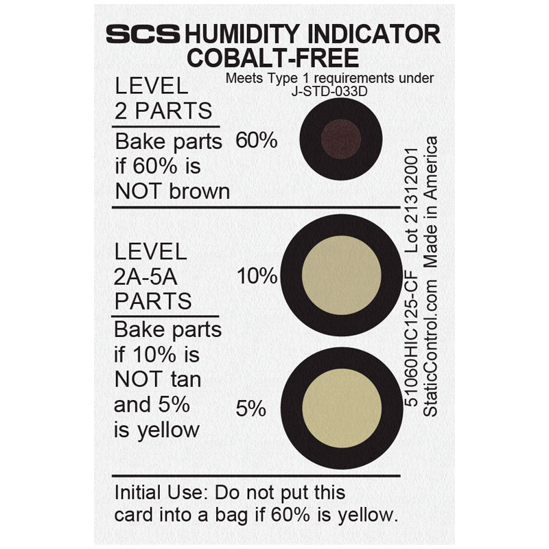 51060HIC125-CF-HUMIDITY INDICATOR CARD, COBALT-FREE, 5-10-60%, 125/CAN