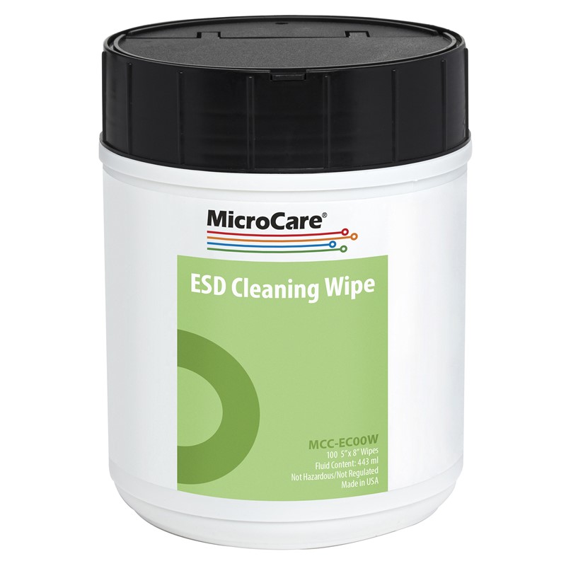 MC-100-PRESATURATED ESD CLEANING WIPES, MCC-EC00W, 8" x 5'', TUB OF 100 WIPES