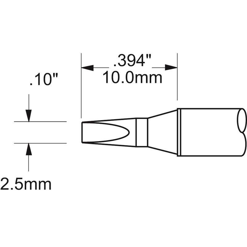 PHT-751355-コテ先　D型　2.5mm x 10.0mm　421℃