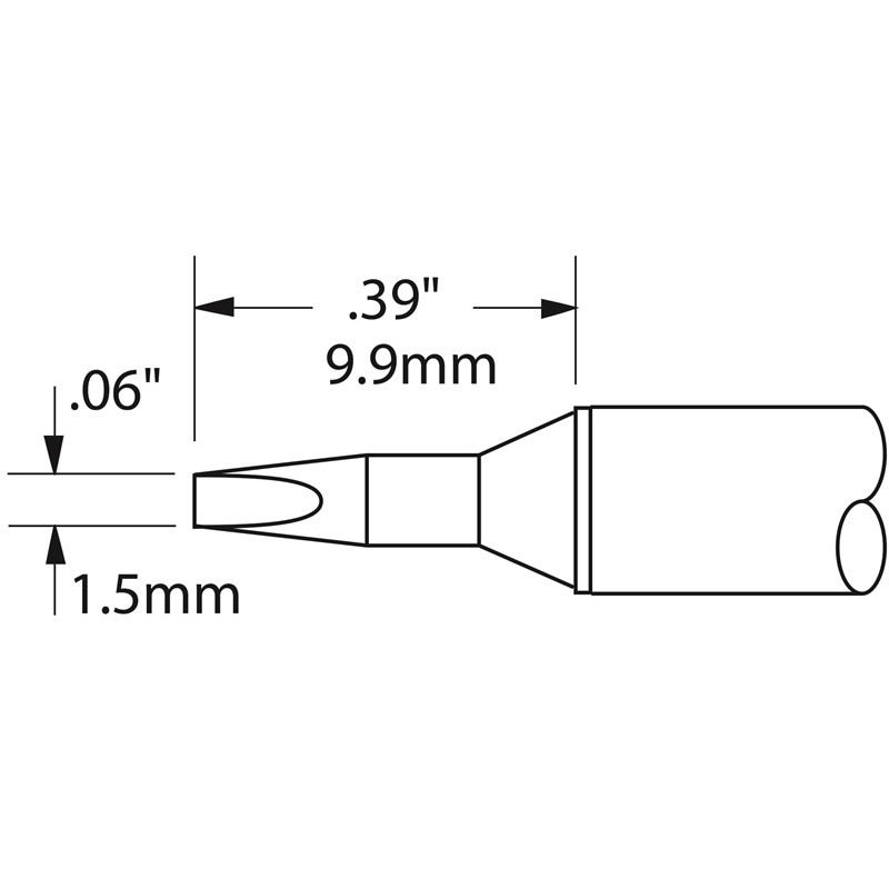 STTC-038-コテ先　D型　1.4mm x 9.9mm　357℃