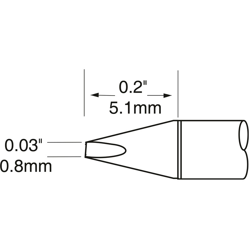 UFTC-6CH08-コテ先　D型　0.8mm x 5.1mm　357℃