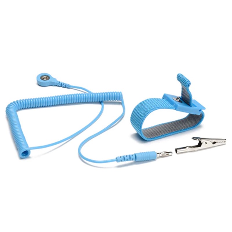 S1015-06-ADJUSTABLE WRIST SRAP BLUE, WITH 6' COIL CORD, 4MM SNAP